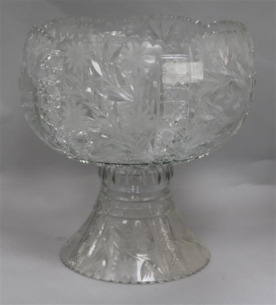 A large Bohemian glass pedestal bowl